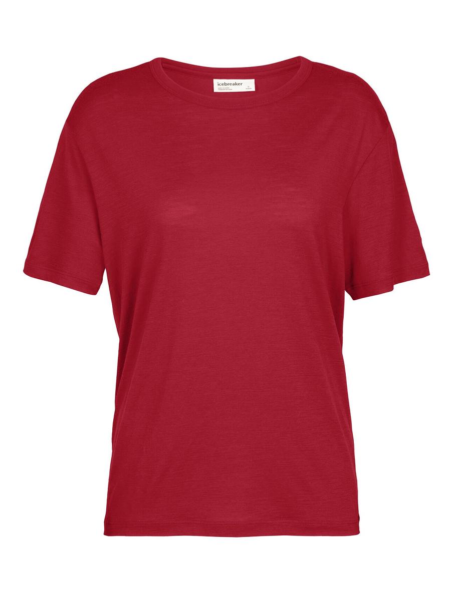 Cherry Women's Icebreaker Merino Granary Short Sleeve T Shirts | USA 1582ZUTG